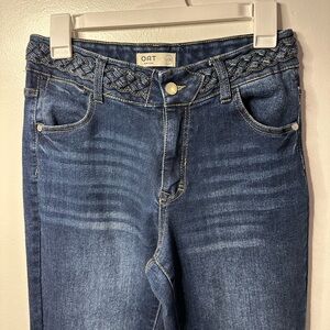 Oat New York High Rise Blue Jeans with braided detail